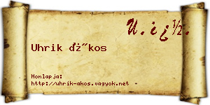 Uhrik Ákos névjegykártya